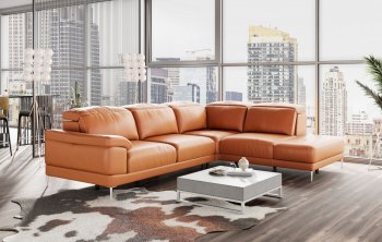 New York Sectional Sofa in Cognac Leather by VIG [VGSS-New York Cognac RAF]