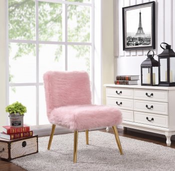 Tiffany Accent Chair in Pink Faux Fur by Meridian [MRCC-508 Pink Tiffany]