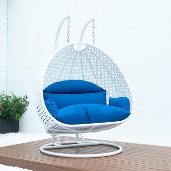 Wicker Hanging Double Egg Swing Chair ESCW-57BU by LeisureMod [LMOUT-ESCW-57BU]