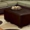 Two-Tone Pebble Fabric & Brown Bycast Leather Sectional Sofa