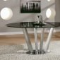Black Marble Top Modern Dining Table w/Brushed Steel Base