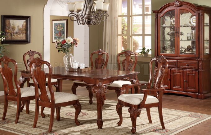 Cherry Finish Traditional Formal Dining Room w/Optional Items - Click Image to Close
