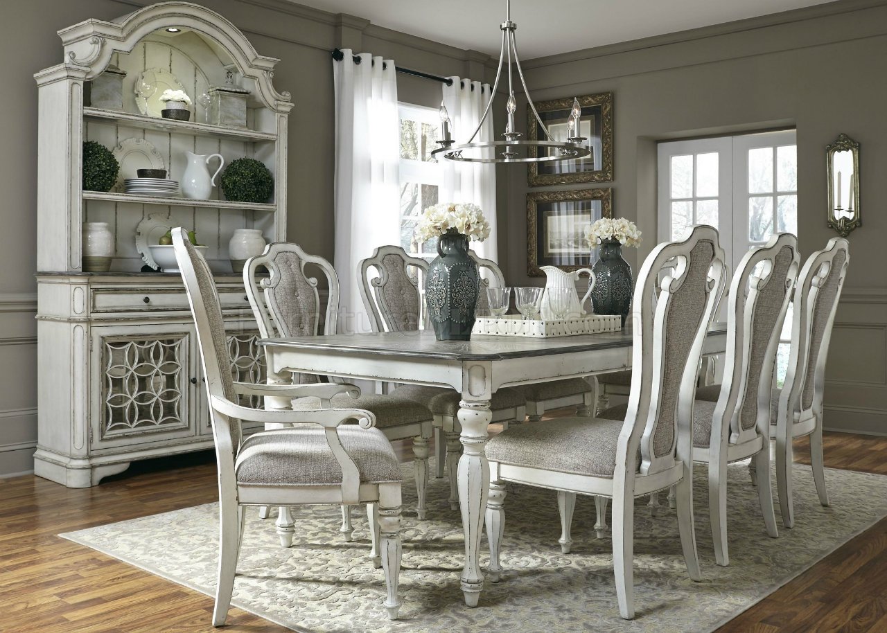 Magnolia Manor Dining 244-DR-T4408 7Pc Set Antique White Liberty - Click Image to Close