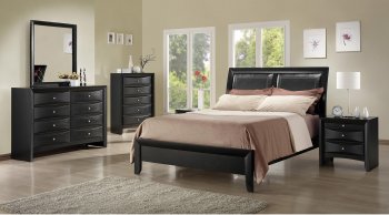 Rich Ebony Finish Modern Bedroom w/Low Profile Bed [HLBS-B340]