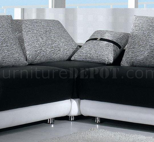 White Leather And Fabric Sectional Sofa, Leather And Cloth Sectional Sofas