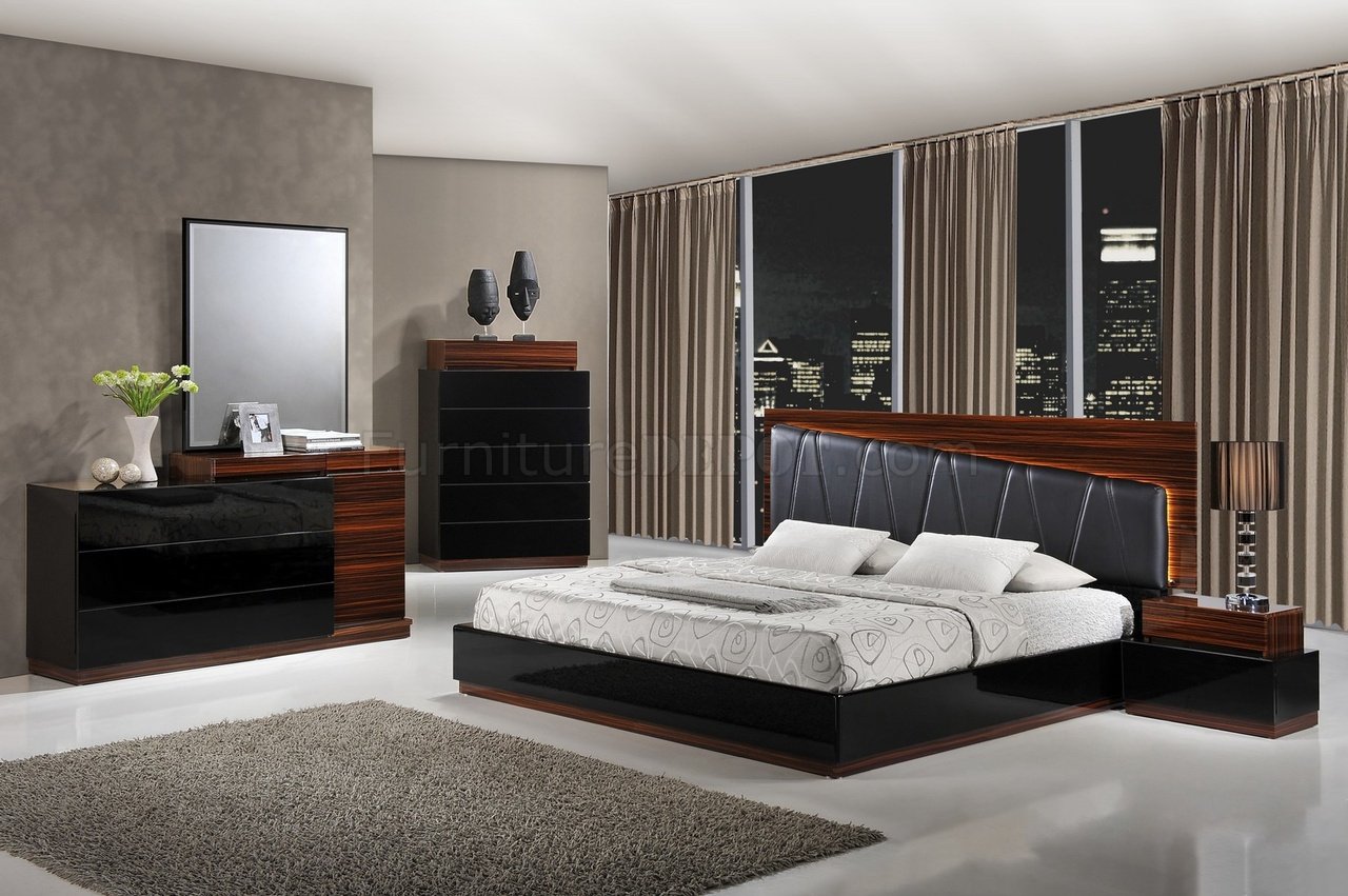 Lexi Bedroom in Black & Wenge by Global w/Platform Bed & Options - Click Image to Close