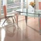 Contemporary Glass top Dinette With Cherry Finish Wooden Accents
