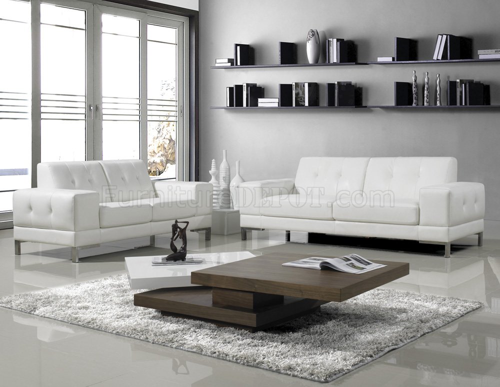 J M Modern Manhattan Leather Sofa In, Contemporary White Leather Sofas