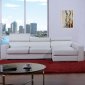 White Bonded Leather Sectional Sofa w/Adjustable Headrest