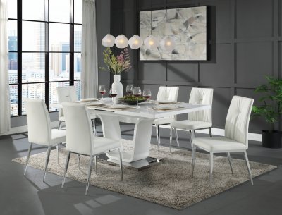 Kamaile Dining Table DN02133 in White by Acme w/Options
