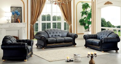 Apolo Sofa in Black Leather by ESF w/Options