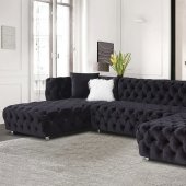 LCL-011 Sectional Sofa in Black Velvet