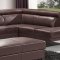 Brown Top Grain Full Leather Modern Sectional Sofa w/Metal Legs