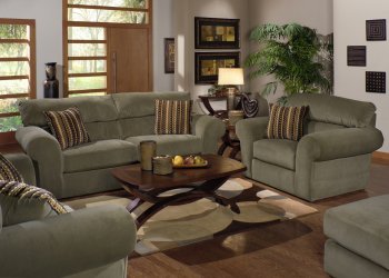 Sage Fabric Transitional Sofa & Loveseat Set w/Options [JFS-4366 Mesa Sage]
