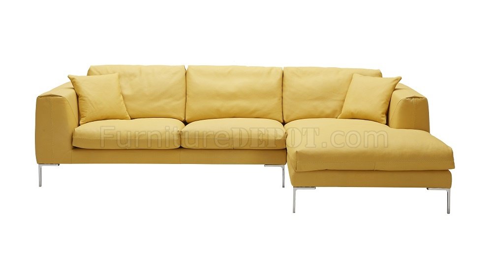 Soleil Sectional Sofa In Yellow Premium, Yellow Leather Sectional Couch