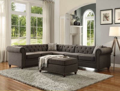 Aurelia II Sectional 52375 in Charcoal Fabric by Acme w/Option