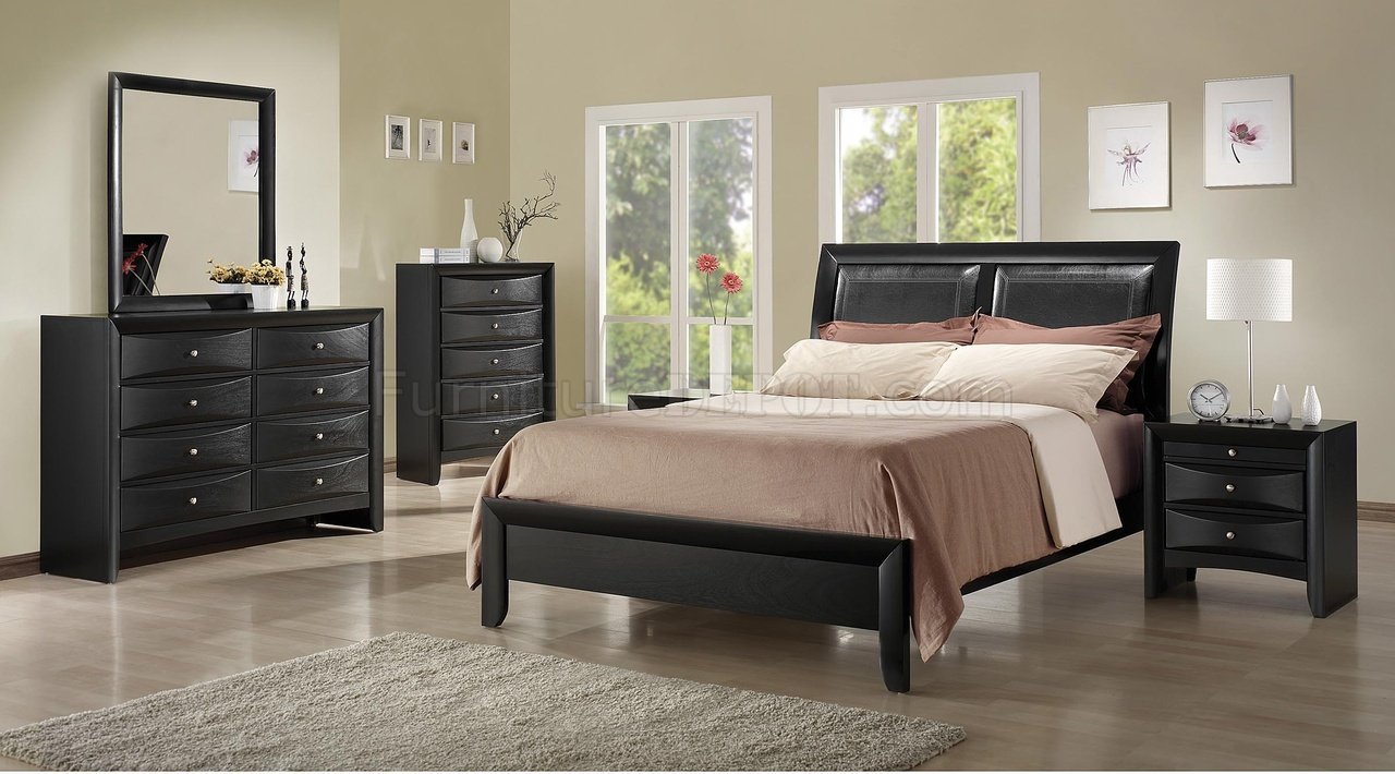 Rich Ebony Finish Modern Bedroom w/Low Profile Bed - Click Image to Close