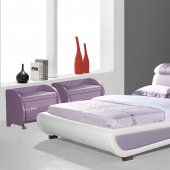 White & Lavender Leatherette Modern Bed