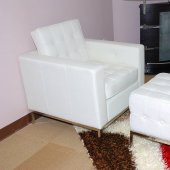 White Full Leather Button Tufted Modern Chair