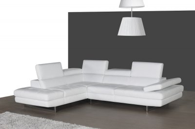 A761 Snow White Leather Sectional Sofa by J&M