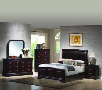 Dark Brown Finish Classic Bedroom w/Bicast Headboard & Options [GYBS-G1375LP]