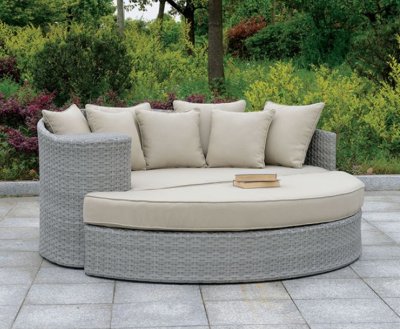 Calio Outdoor Patio Sofa & Ottoman Set CM-OS1844GY in Gray
