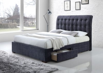 Drorit Upholstered Bed 25680 in Gray Fabric by Acme w/Storage