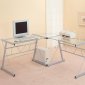 Glass Top & Silver Tone Metal Base Modern Home Office Desk