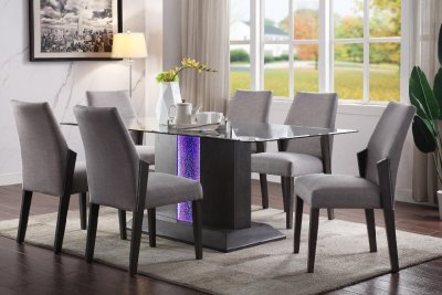 Belay 7Pc Dining Room Set 72290 in Gray Oak & Glass by Acme