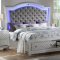 Shiney Bedroom Set 6Pc in Silver Leatherette & White
