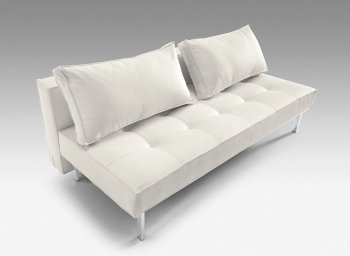 White or Black Full Leatherette Modern Convertible Sofa Bed [INSB-Sly-Deluxe-White]