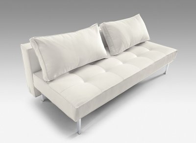 White or Black Full Leatherette Modern Convertible Sofa Bed
