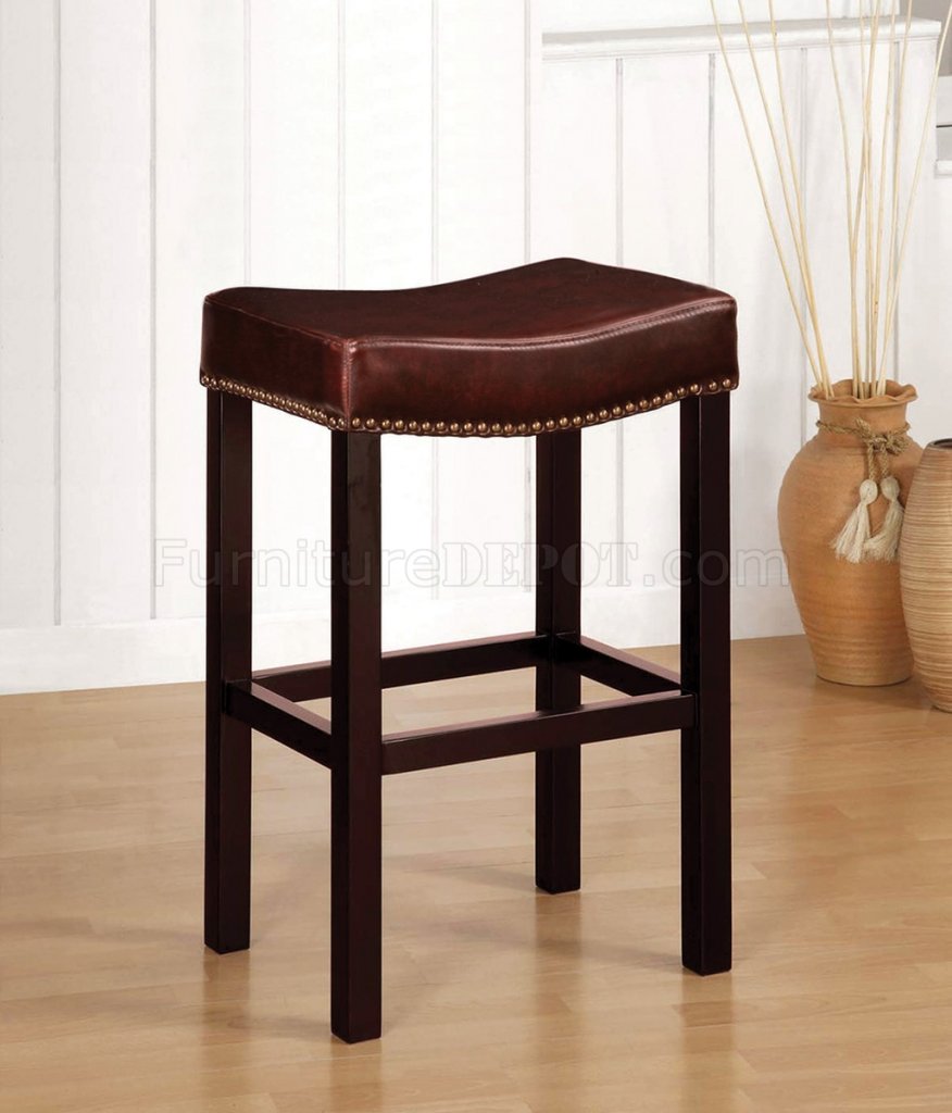 Tudor Barstools Set of 4 in Antique Brown Leather - Click Image to Close