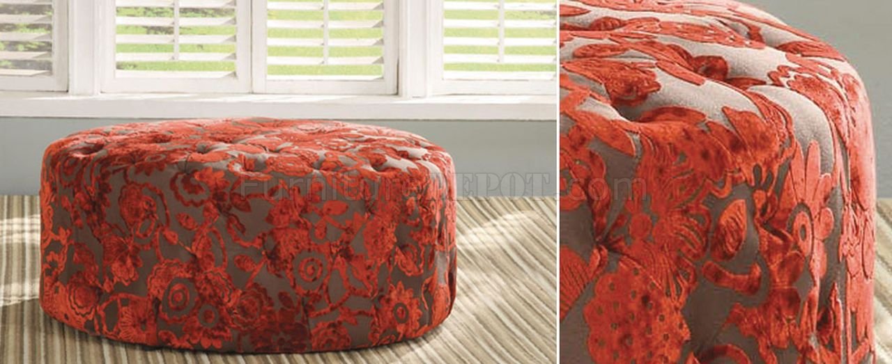 Red or Green Velvet Fabric Modern Victoria Ottoman - Click Image to Close