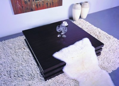 Wenge Finish Square Shaped Layered Coctail/Coffee Table