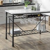Mera Kitchen Island 98944 by Acme w/White Artificial Marble Top
