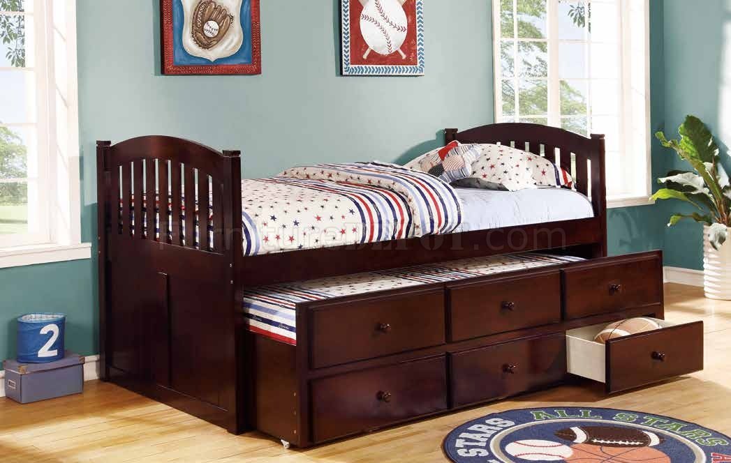 5103 Twin Captain's Bed in Java w/Trundle - Click Image to Close
