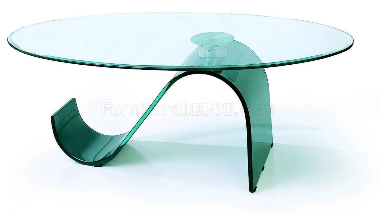 Glass Top Modern Artistic Coffee Table With "S" Shape Glass Base - Click Image to Close