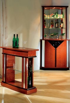 Cherry Contemporary Bar Table W/Glass Shelves [EFBF-JB711-JB712 Cherry]