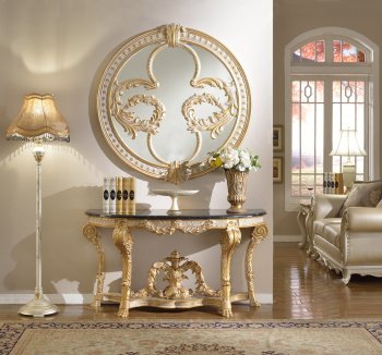 Versailles Console Table 401 Gold Tone by Meridian w/ Marble Top [MRCT-401 Versailles]