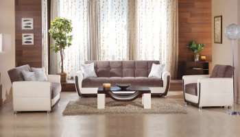 Vella Sofa Bed Jennefer Brown in Two-Tone by Sunset [IKSB-Vella Jennefer Brown]