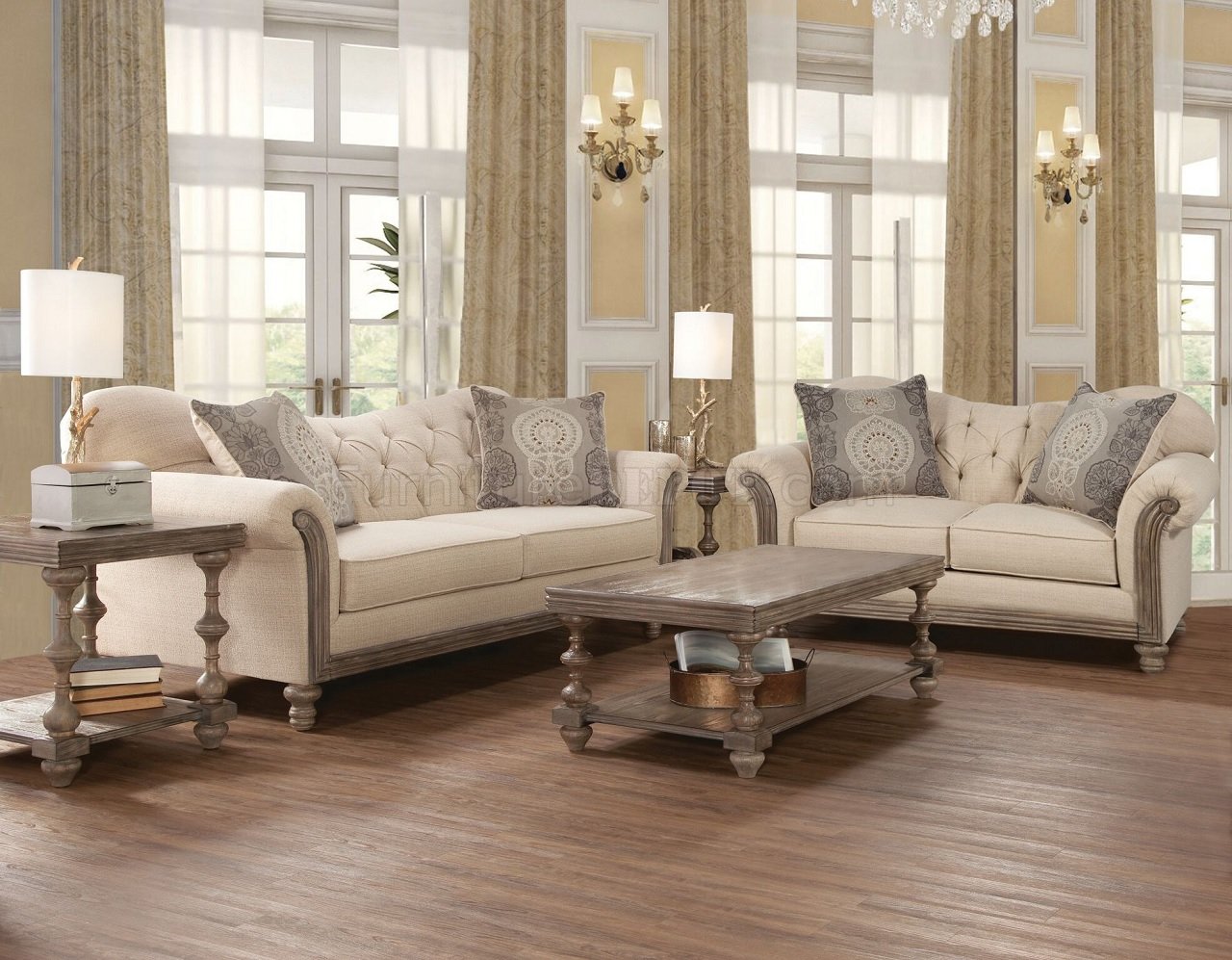 8725 Sofa by Serta Hughes in New Siam Parchment Fabric w/Options - Click Image to Close