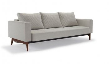 Cassius Quilt Sofa Bed in Natural w/Wood Legs by Innovation [INSB-Cassius-Quilt-Wood-527 Nat]