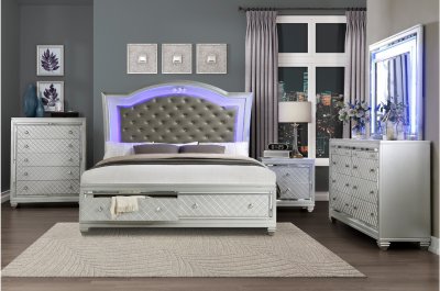 Leesa Bedroom Set 5Pc 1430 in Silver by Homelegance