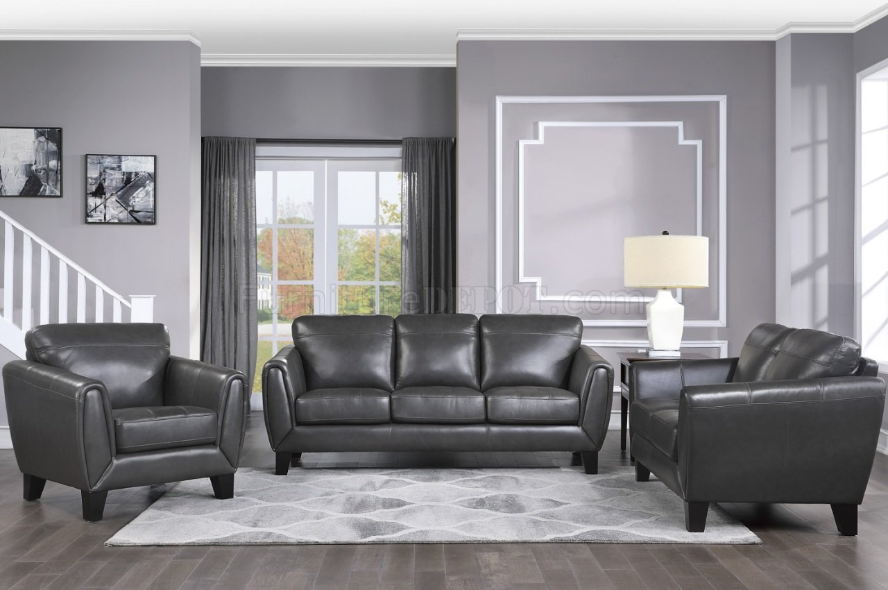 Spivey Sofa 9460dg In Dark Gray Leather, Gray Leather Couch