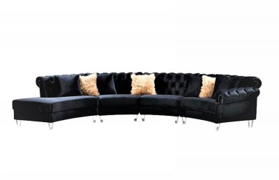 LCL-002 Sectional Sofa in Black Velvet