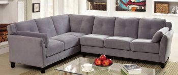 Peever II Sectional Sofa CM6368GY in Gray Flannelette Fabric [FASS-CM6368GY Peever II]