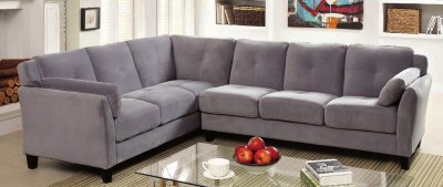 Peever II Sectional Sofa CM6368GY in Gray Flannelette Fabric