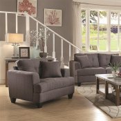 Samuel Sofa & Loveseat Set in Charcoal Fabric 505175 by Coaster