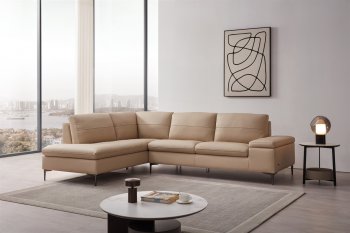Decker Sectional Sofa in Taupe Leather by Beverly Hills [BHSS-Decker Taupe]